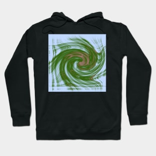 Swirling green and blue fractal vortex Hoodie